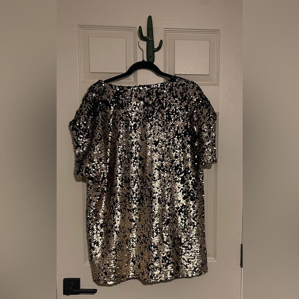Free People Pop Goes The Party Sequin Mini Tunic Dress • XS • Black Gold - Picture 4 of 11